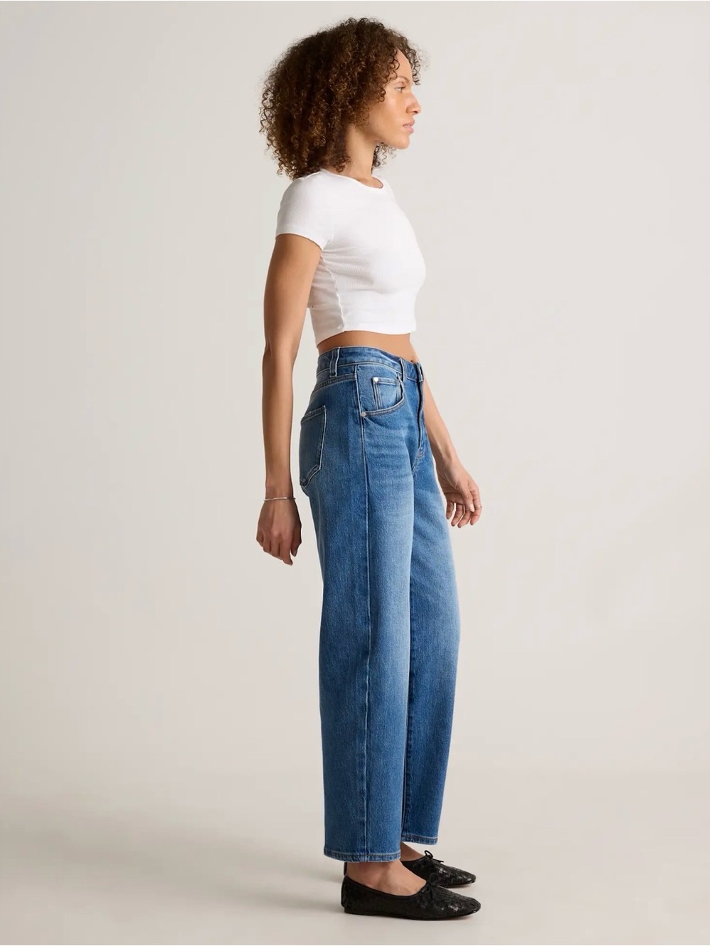 Quince Bella Stretch Barrel Jeans Size 28 Regular Cool Blue NWOT - Picture 2 of 7